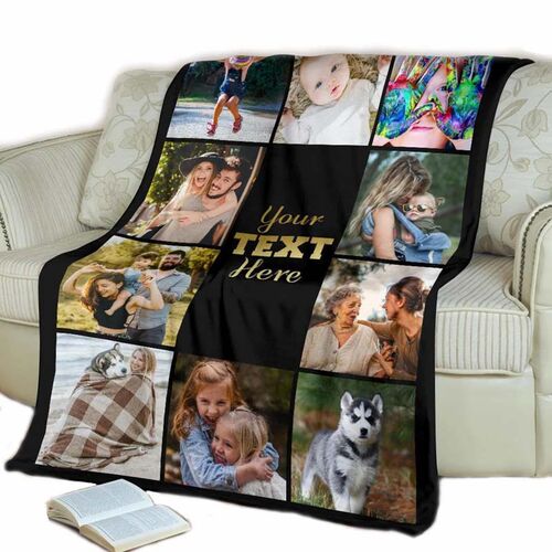 Manta para cama personalizada con 10 fotos de los mejores regalos para familia