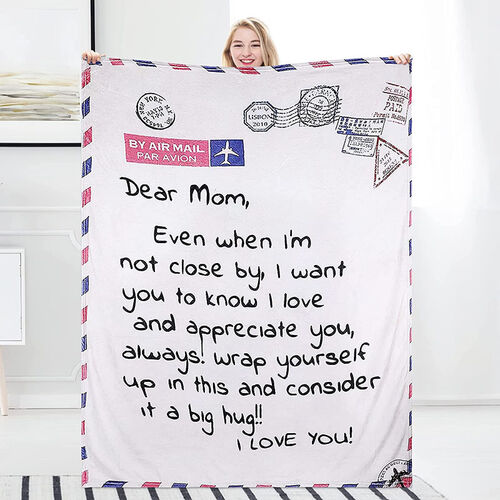 Personalized Postmark Flannel Letter Blanket for Mom from Daughter and Son