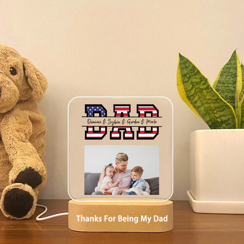 Personalized Acrylic Plaque Picture Lamp with Custom Photo and Name for Best Dad