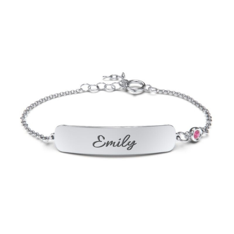 "Love Is Touching" Personalized Engraved Bracelet With Birthstone
