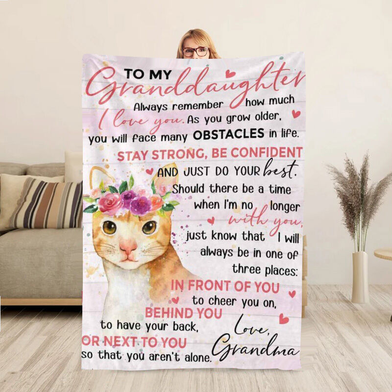 "Behind You"Personalized Love Letter Throw Blanket to Special Granddaughter