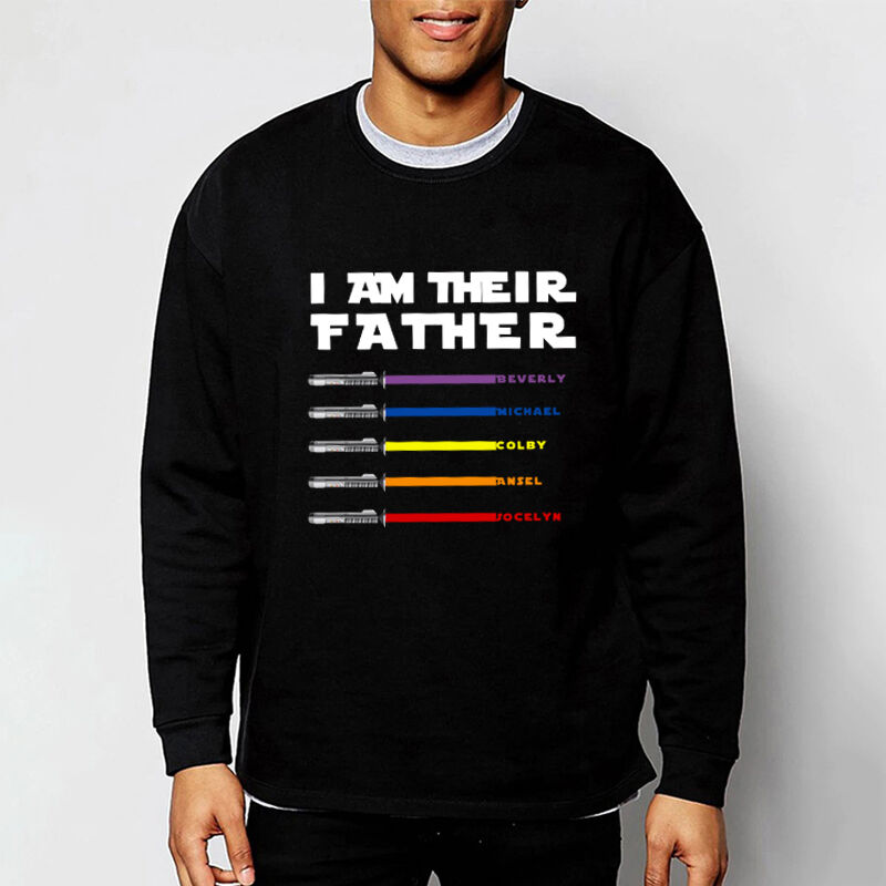 Personalized Sweatshirt with Custom Name Lightsaber Pattern for Father's Day