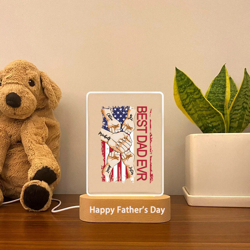 Personalized Acrylic Plaque Lamp Fist Bump of Best Dad Ever for Father's Day