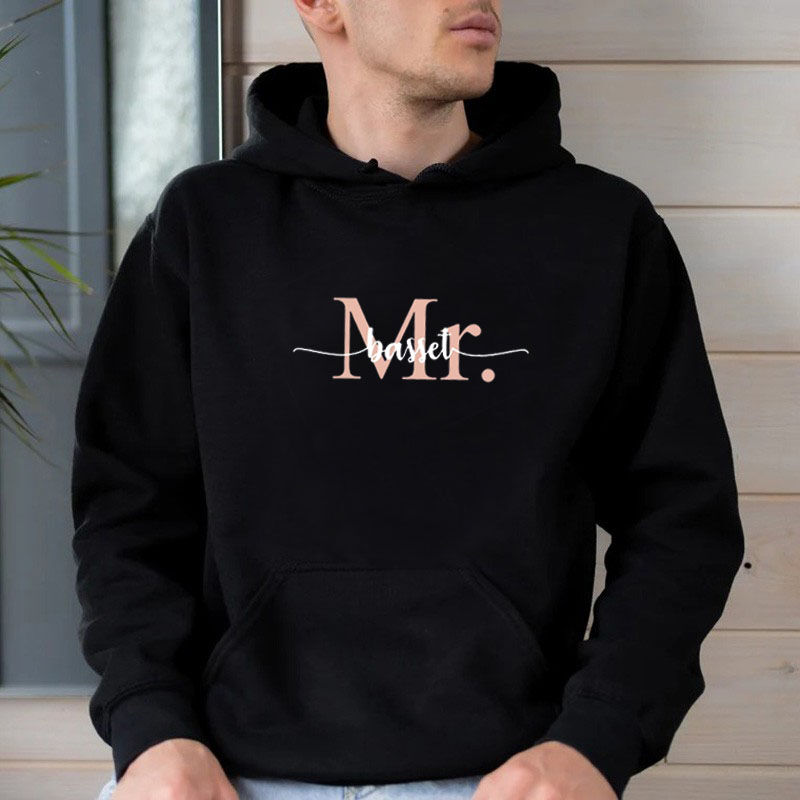 Personalized Hoodie Custom Name with Mr Logo Artistic Design Exquisite Gift for Couple