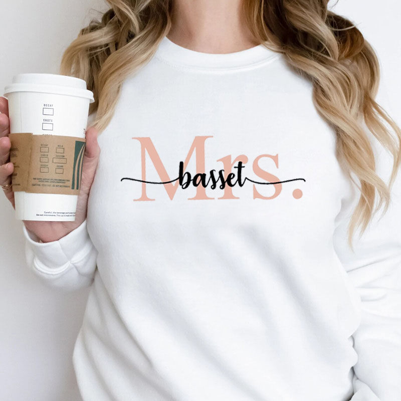 Personalized Sweatshirt Custom Name with Mrs Logo Artistic Design Exquisite Gift for Lover