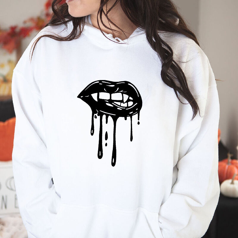 Bold Style Hoodie with Terrible Mouth Pattern Spooky Halloween Gift