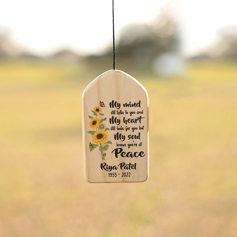 Custom Wind Chime My Mind Still Talks To You with Sunflowers Design Memorial for Loved One