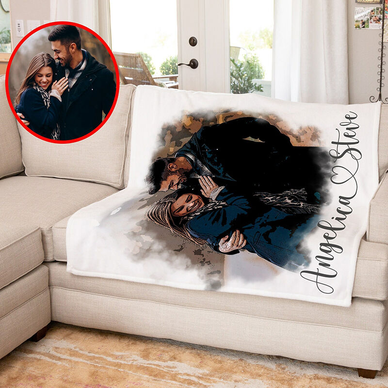Personalized Picture Blanket with Custom Name Unique Design Gift for Valentine's Day