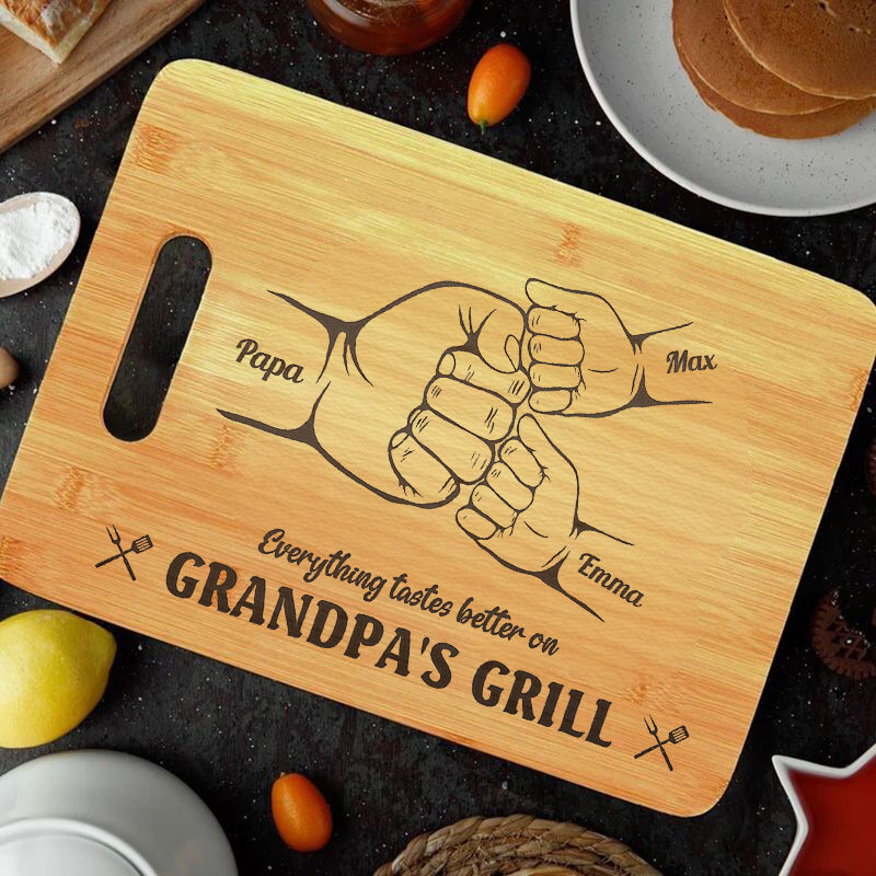 Personalized Name Square Charcuterie Board with Fist Pattern Best Father's Day Gift