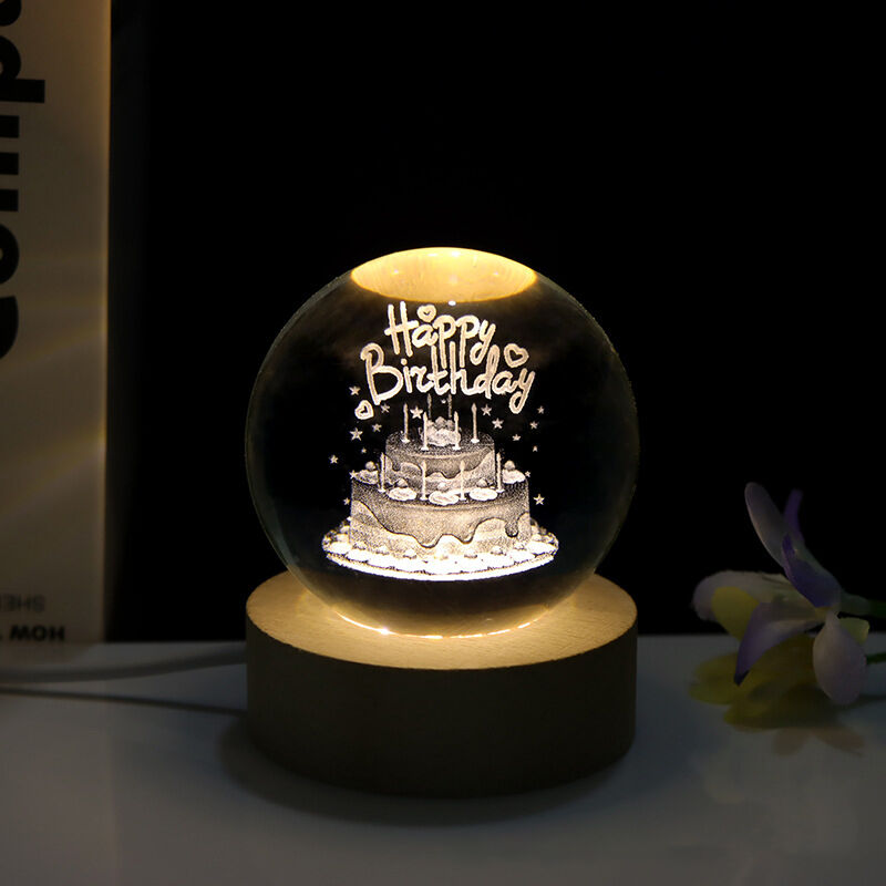 3D Carved Crystal Ball Night Light Perfect Gift for Birthday