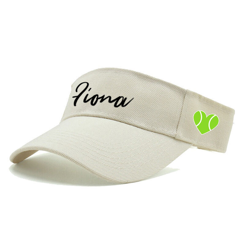 Visera de gorra de tenis personalizada con nombre personalizado, pelota de tenis, diseño de corazón, regalo exquisito para amantes de los deportes