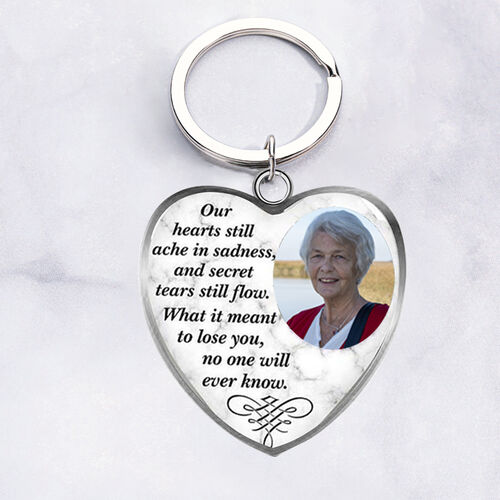 Personalized Photo Memorial Keychain "Our hearts will ache in sadness"