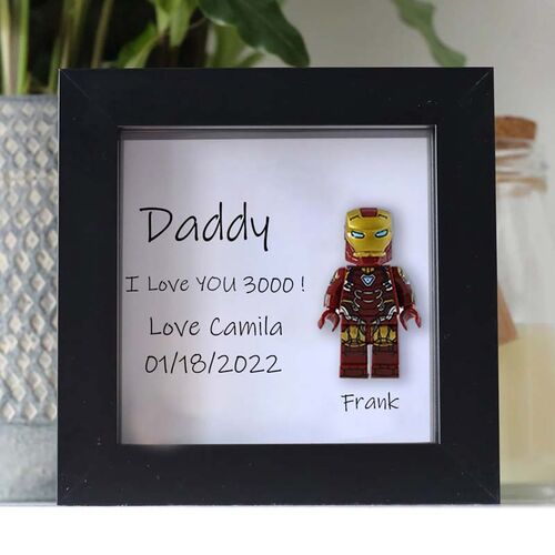 "Daddy, I Love you 3000" Personalisierter Superheroes Rahmen Weiß