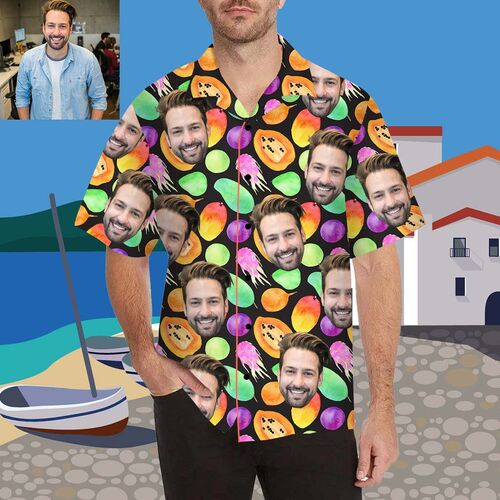 Personalisiertes Gesicht Frucht Kollektion Männer Hawaii-Hemd