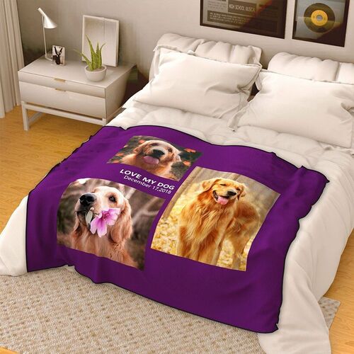 Personalized Photo Coral Fleece Blanket For Pet Lovers with Engraving