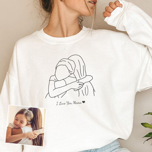 Personalisiertes Sweatshirt mit individuellem Bild und Botschaften zum Muttertag