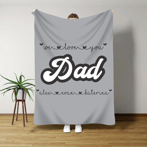 Personalized Name Blanket Minimalist Gift for Dad "We Love You"