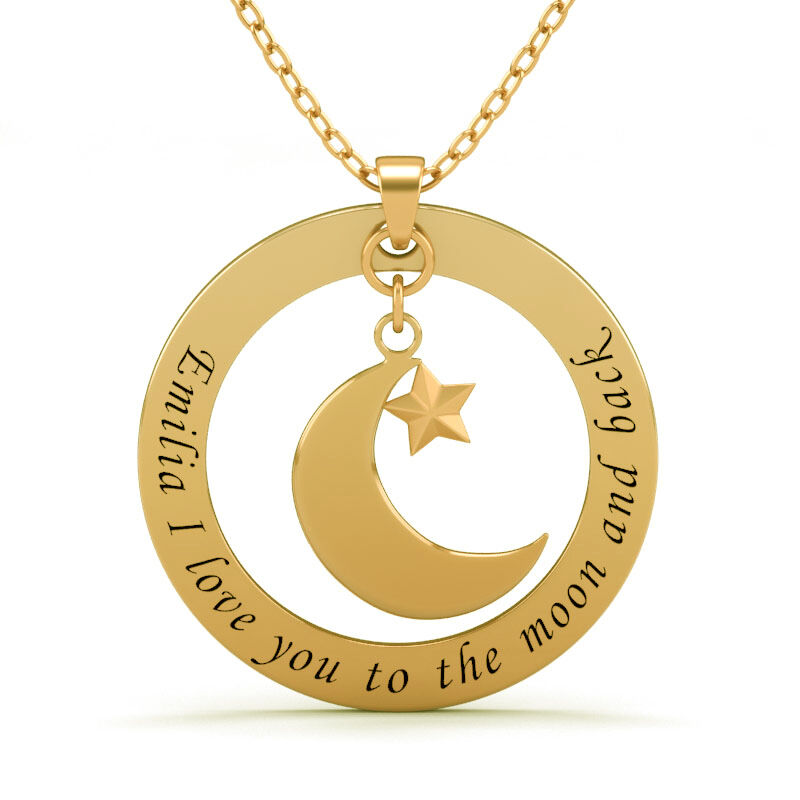 "Moon and Star" Personalized Circle Necklace