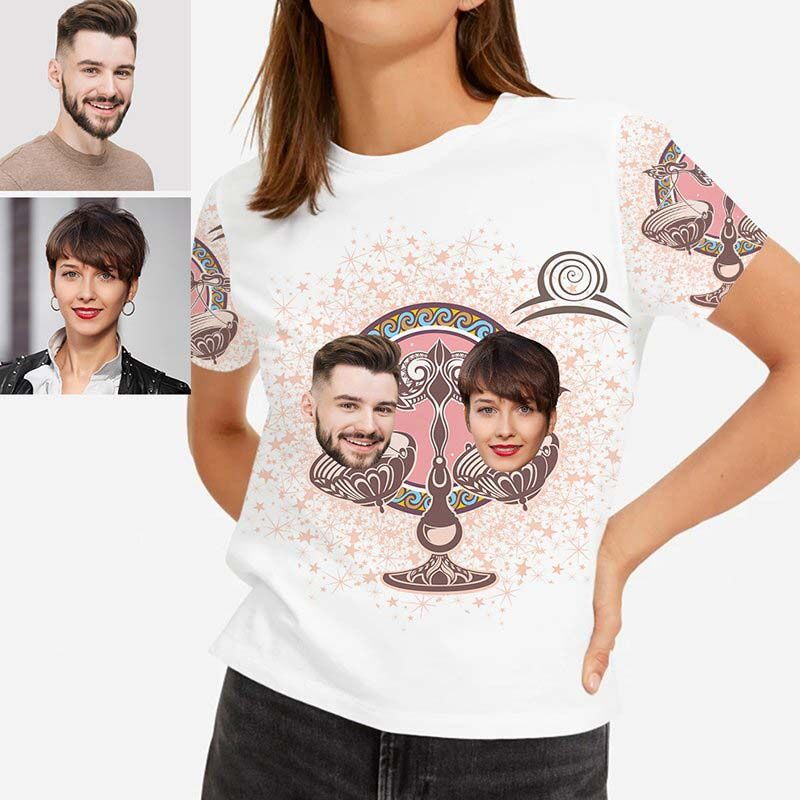 Custom Face Women's Hawaiian T Shirts For Fun Libra