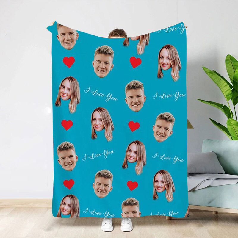 Personalized 2 Photo Blanket with Your Face