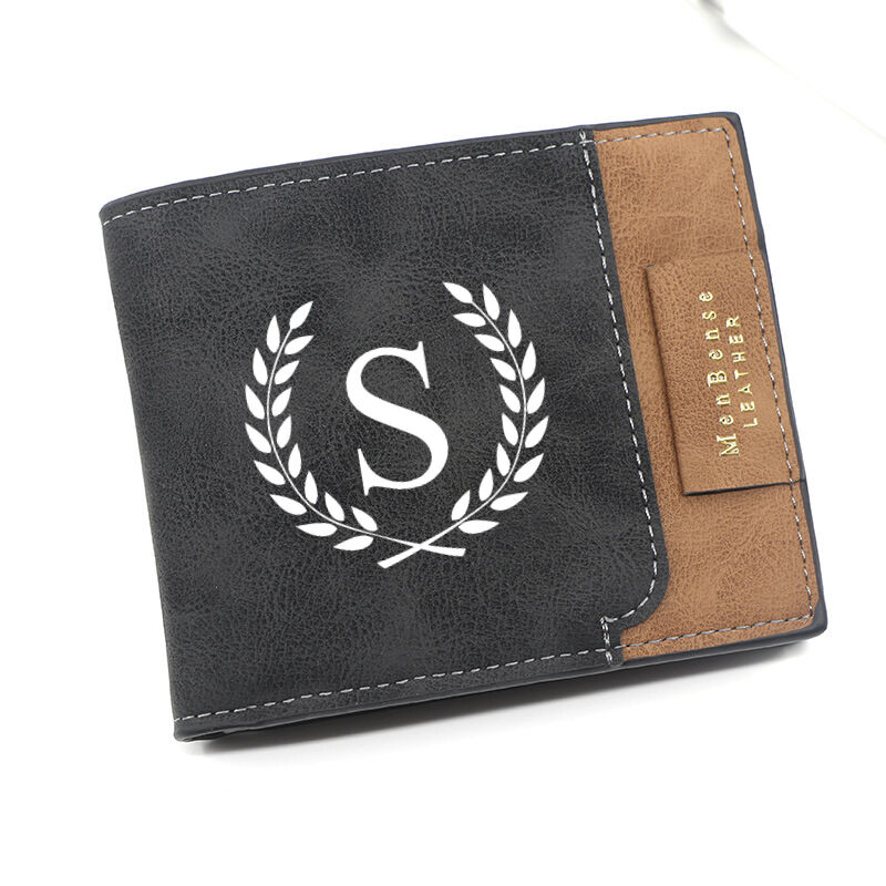 Personalized Simple Men's Trifold Wallet Custom Lettering for Husband