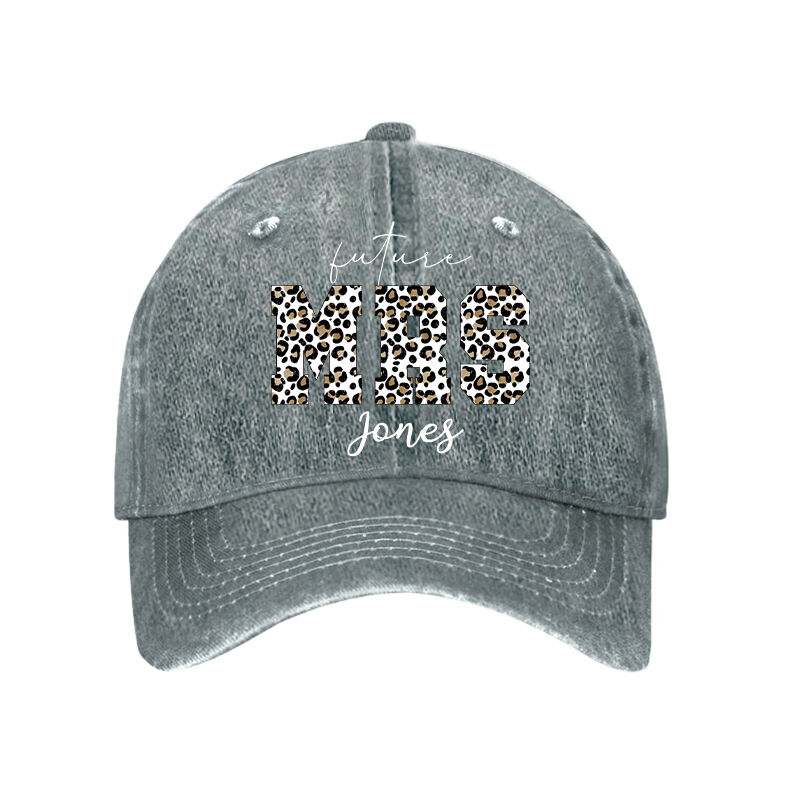 Personalized Hat with Leopard Print MRS Custom Name Design Gift for Couple