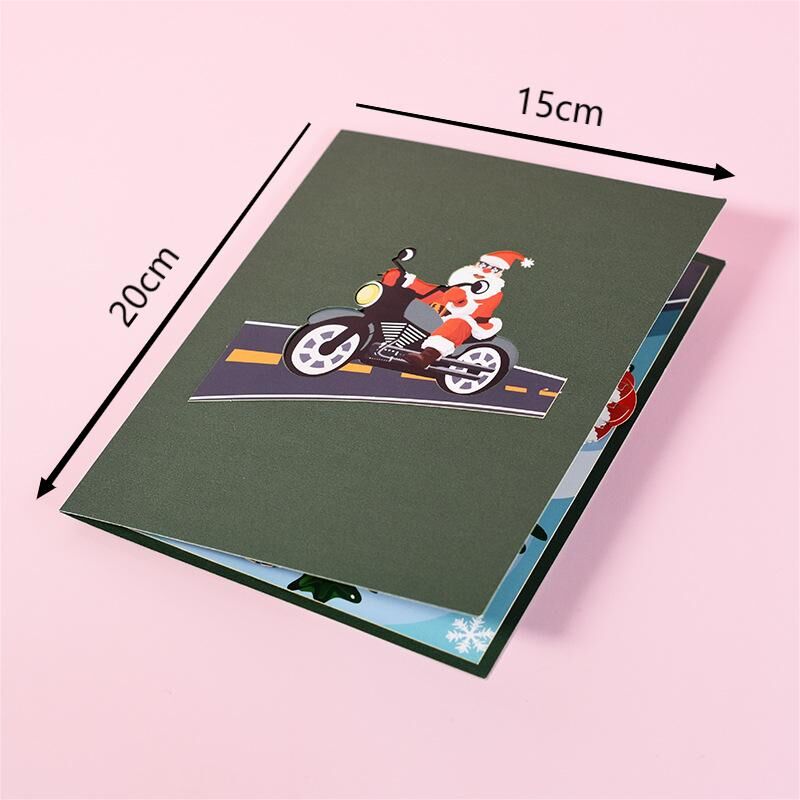 3D Motorrad Weihnachtsmann Pop Up Karte Kreatives Geschenk für Weihnachten