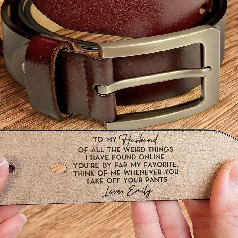 Personalized Men's Belt with Engravable Leather Belt for Husband
