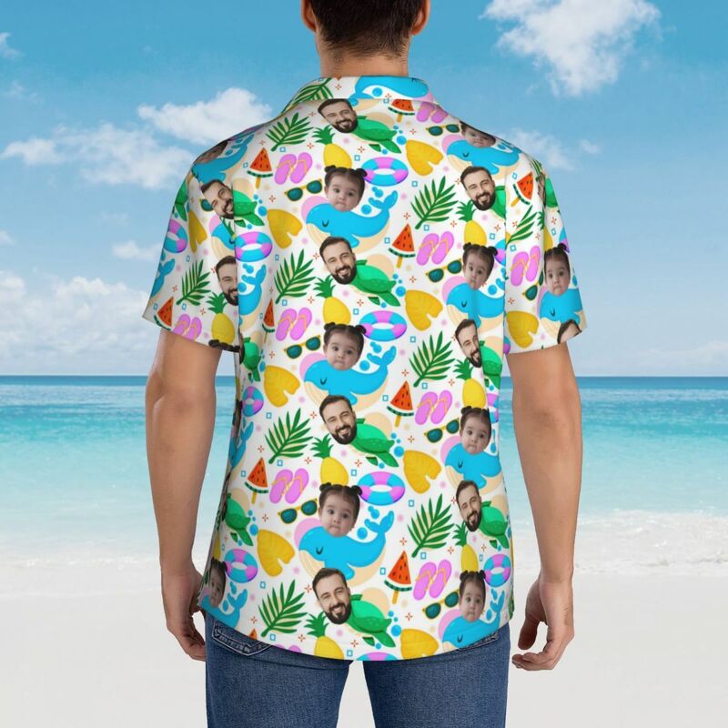 Camicia hawaiana personalizzata Camicia con viso maschile per papà