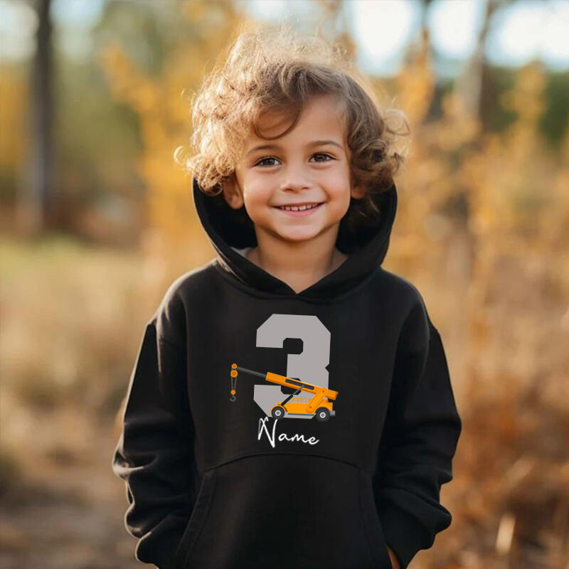 Personalized Children's Hoodie With Custom Name And Age With Car Cool Gift For Kids