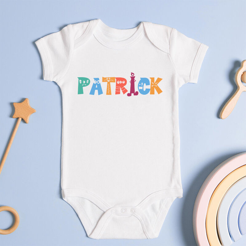 Personalisierte Baby-Strampler benutzerdefinierte Name Niedlich Monster bunte Schriftart Design Kreative Baby-Dusche-Geschenk