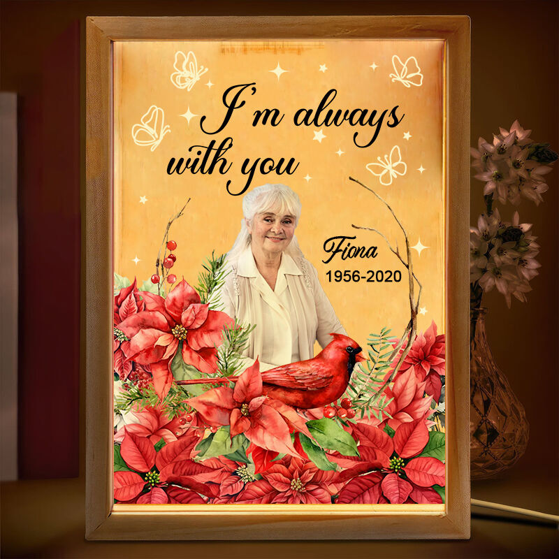 Personalized Picture Night Light with Red Flowers Pattern Best Gift for Family