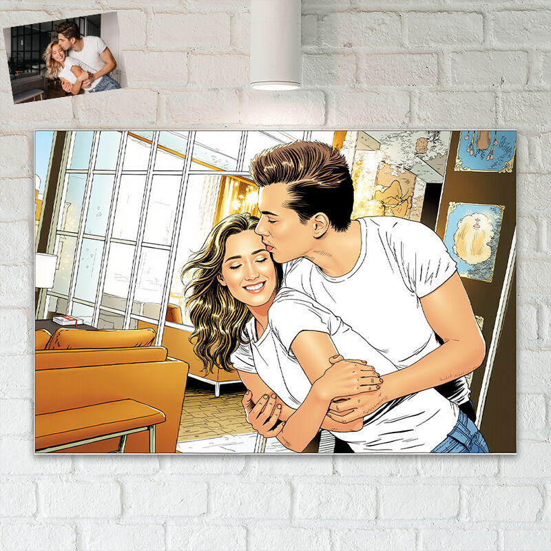 Foto personalizzata su tela in stile fumetto Regalo divertente per il tuo amore