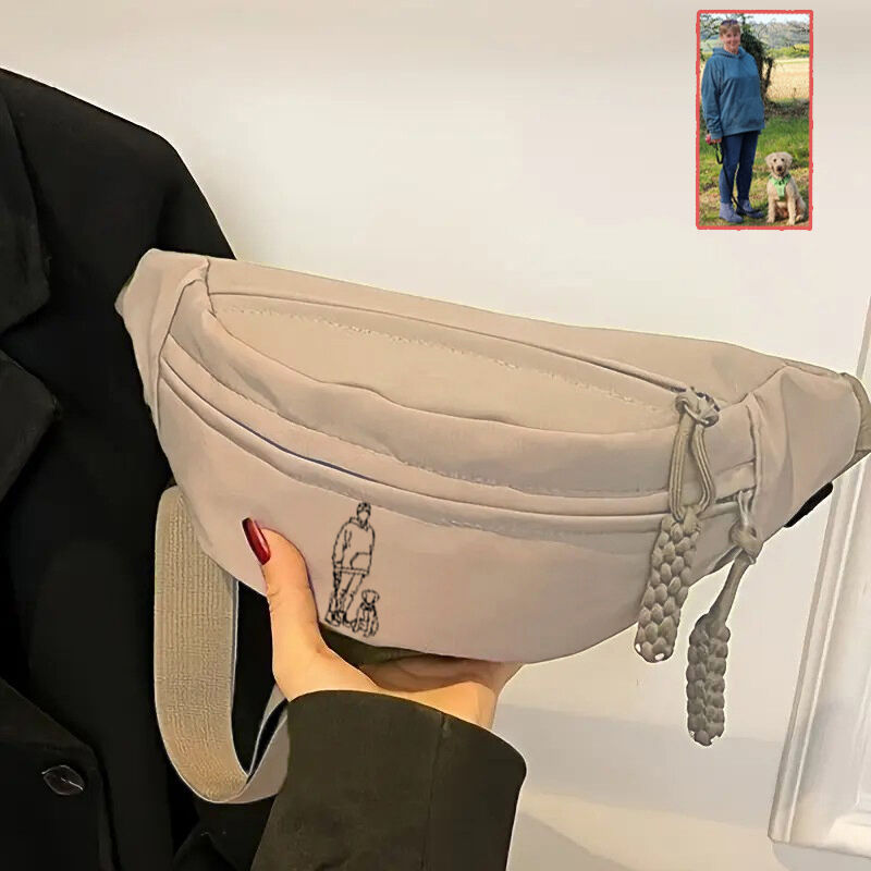 Personalisierte Gürteltasche mit gesticktem Foto Praktisches Geschenk für Tierliebhaber