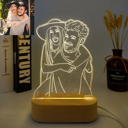 Lámpara de 3D personalizada con foto de pareja para amor