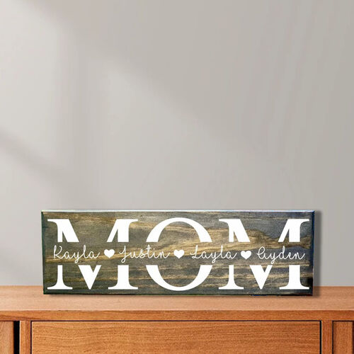 Cadre en bois personnalisé pour les noms des enfants Cadeau de fête des mères chaleureux