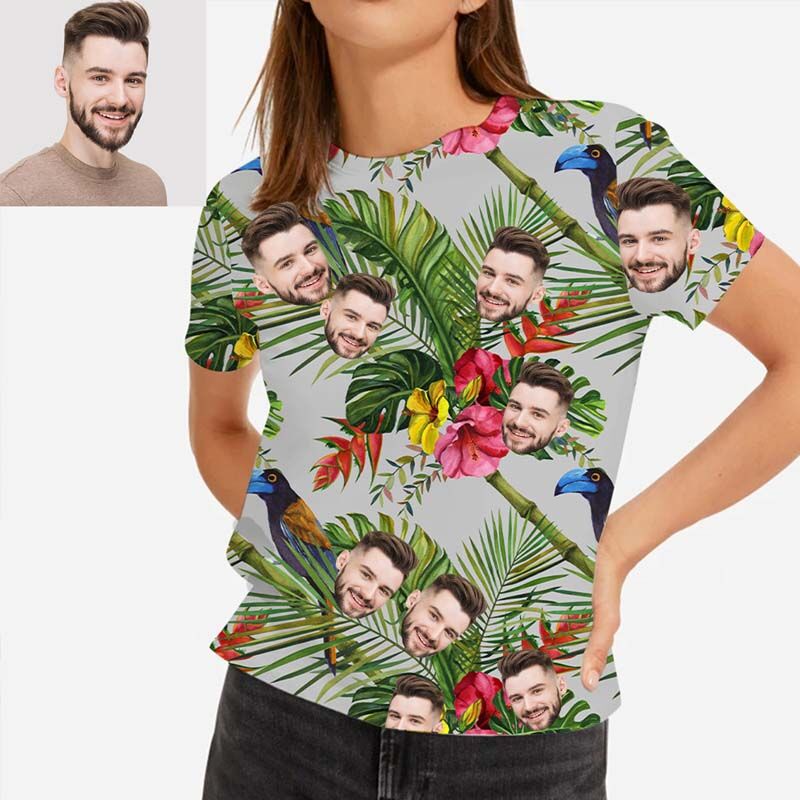 "Magpie On The Tree" Personalized Hawaiian Women's T-Shirt