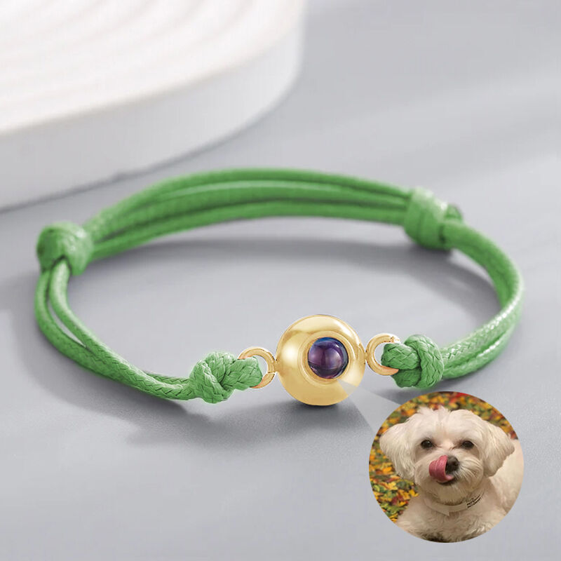 Custom Photo Bracelet with Green Cord
