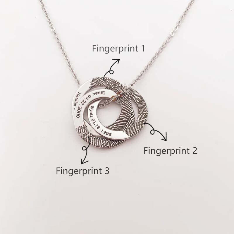 Personalisierte Drei Kreis Graviert Fingerabdruck Halskette