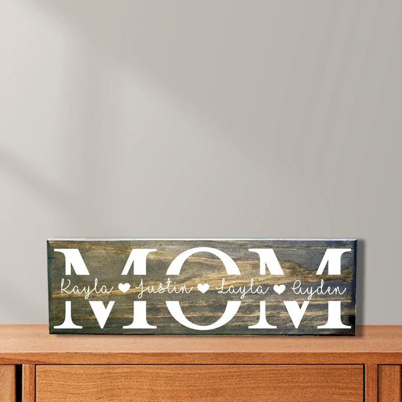 Custom Children Names Wooden  Frame Mother's Day Warm Gift