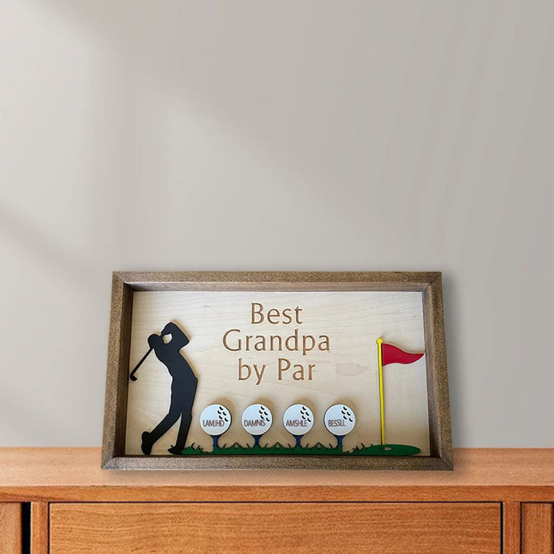 Custom Name Golf Wooden Frame Creative Gift for Grandpa