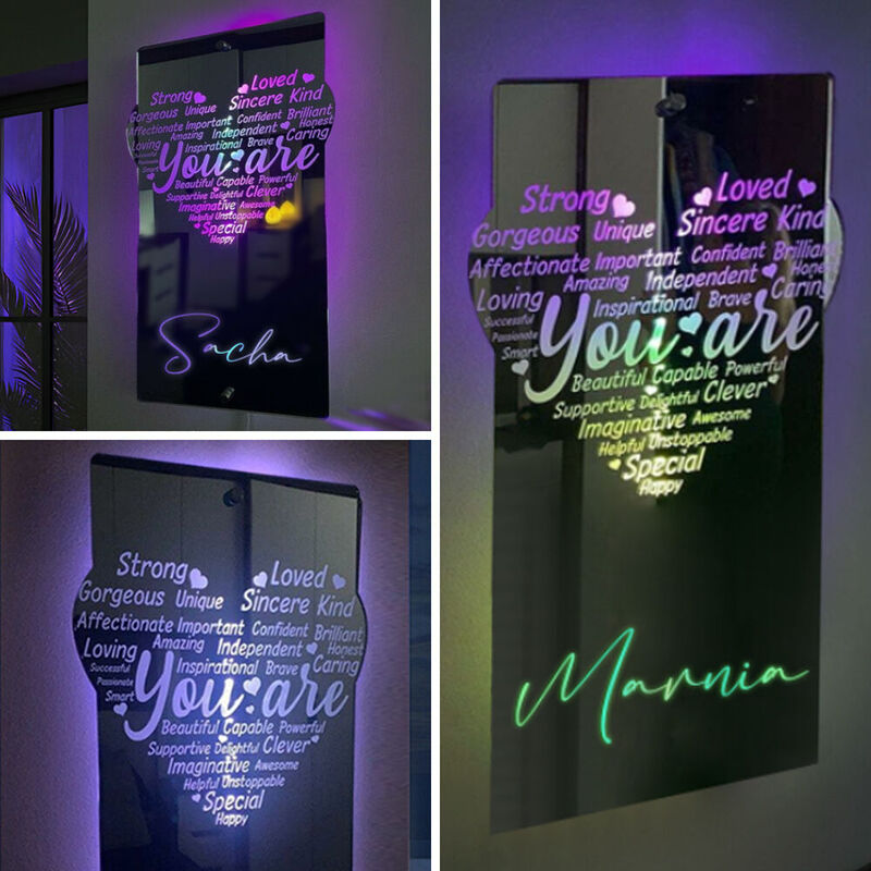 Personalized Led Mirror Light Customized Name Warm Gift For Yourself