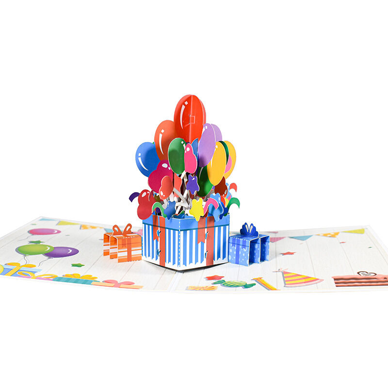 Carte Pop Up 3D Joyeux Anniversaire Ballon Surprise Boîte Cadeau