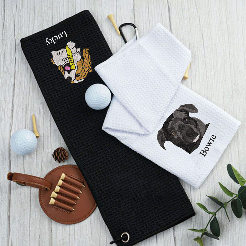 Personalized Golf Towel Embroidered Pet Photo Golf Accessory Gift for Pet Lovers