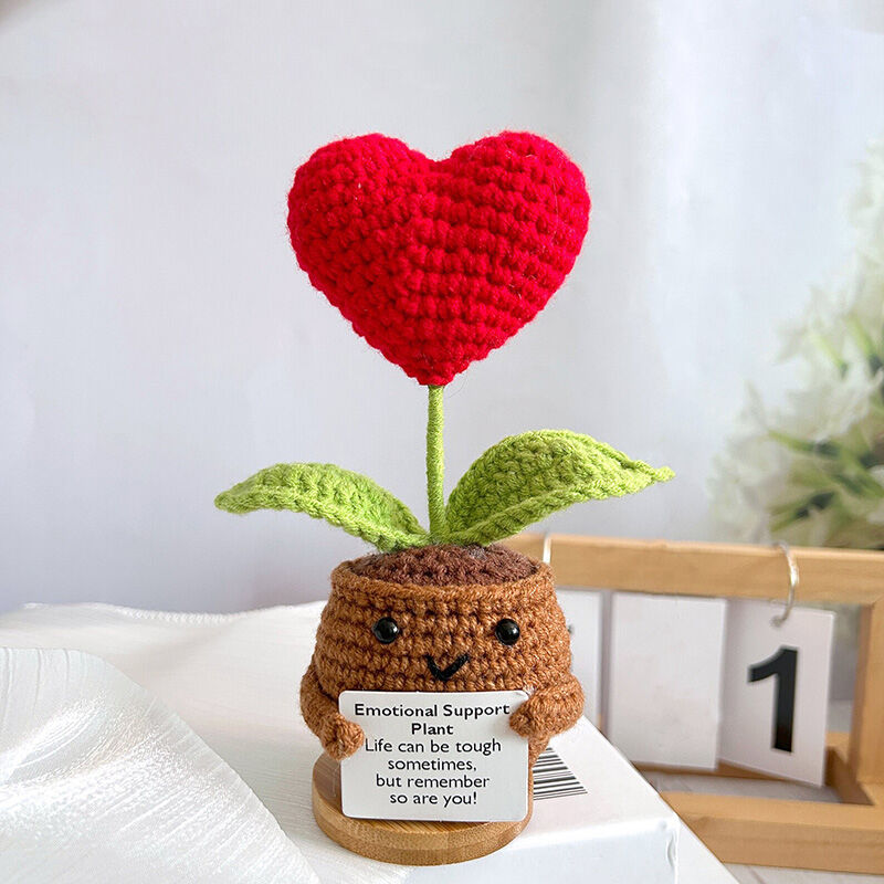 Handmade Crochet Emotional Support Plant Positive Doll Precious Gift for Best Friend