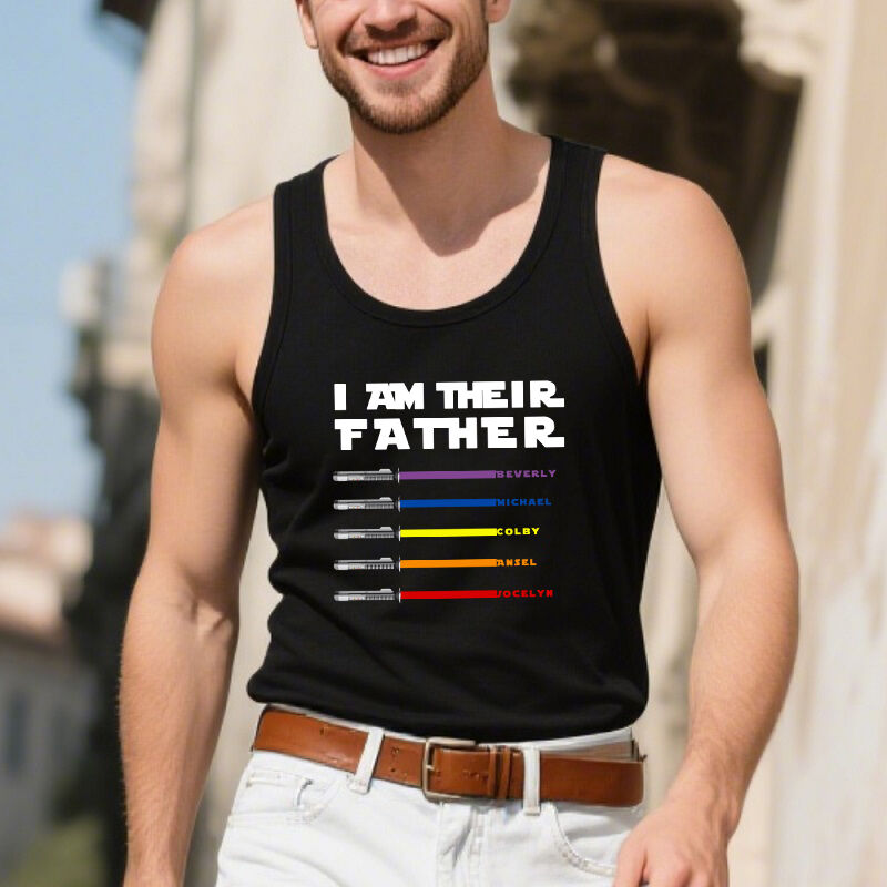 Personalized Tank Top I Am Their Father Custom Lightsaber Design Creative Gift for Dear Dad