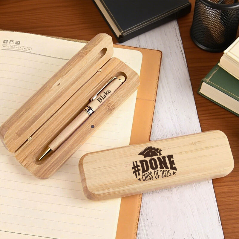 Personalized Pen Wooden Box Done Graduation Cap Creative Design Perfect Gift for Graduates
