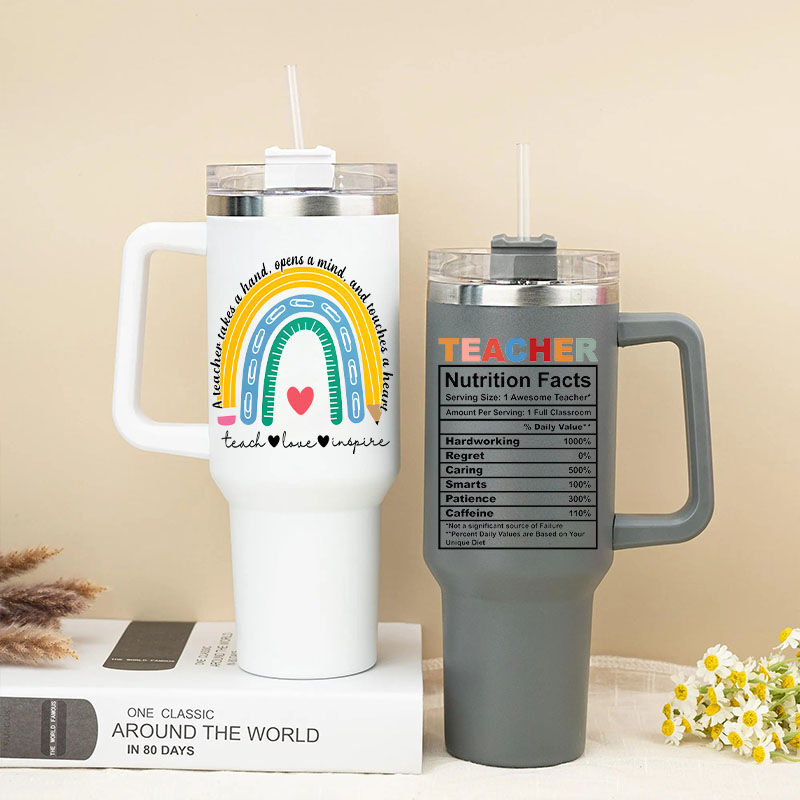 Magnifique gobelet avec motif arc-en-ciel Cadeau amusant pour enseignant
