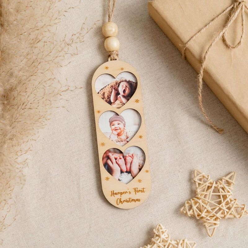 Personalisierte Weihnachtsornamente Individuelle herzförmige Fotogeschenke zu Weihnachten