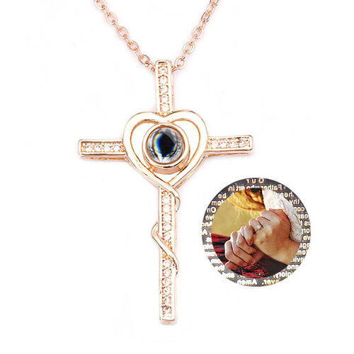 Personalized Photo Projection Necklace-Cross & Heart